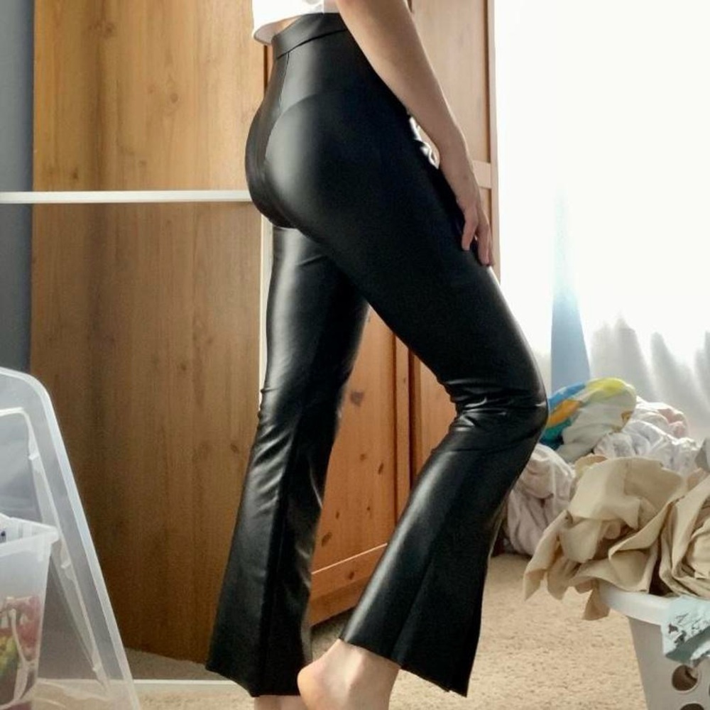 faux leather flare pants